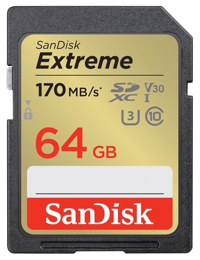 SanDisk  64GB SDXC Extreme UHS-1 U3 V30